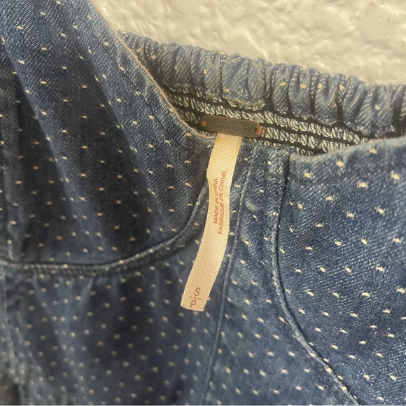 Free people Blue denim dress with Polk a dots size Small/Petite - Picture 4 of 7